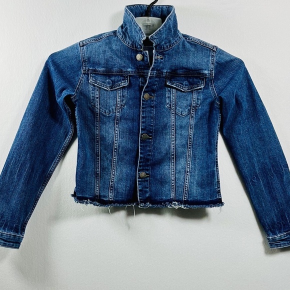 DL1961 Manning Denim Jacket "I'm a Swifty" Raw Hem Crop Length Girls Large